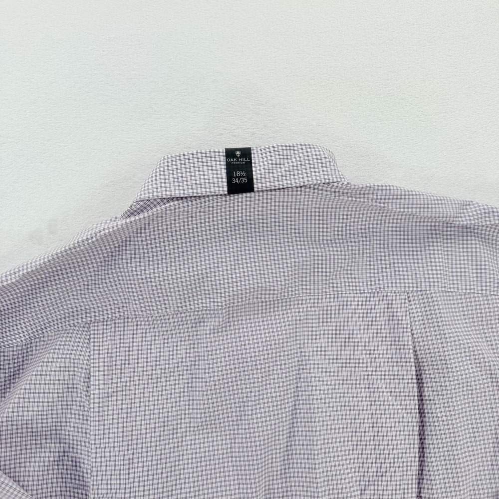 Oak Hill Shirt Mens 18.5 34/35 Blue Check Big Tall Non Iron Long Sleeve Dress - Picture 14 of 16